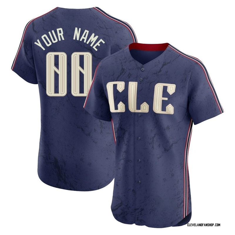 Custom Men's Cleveland Guardians 2024 City Connect Jersey Navy Elite