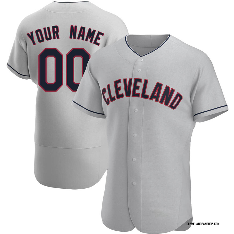 Custom Men's Cleveland Guardians Road Jersey - Gray Authentic