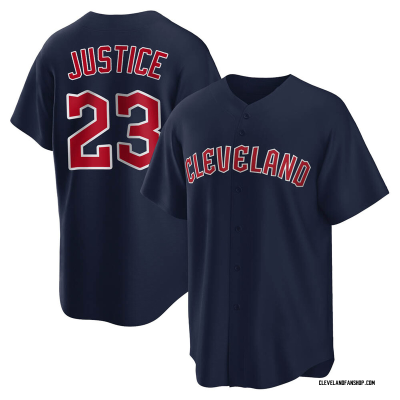 David Justice Youth Cleveland Guardians Alternate Jersey - Navy Replica