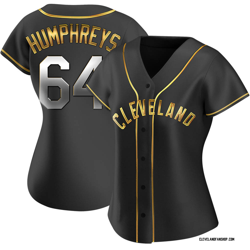 Jordan Humphreys Women s Cleveland Indians Alternate Jersey Black Golden Replica